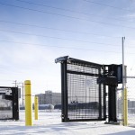 FoldSmart Bi Folding Speedgate | Open Position, Woven Wire Infill, Powder Coated Black 